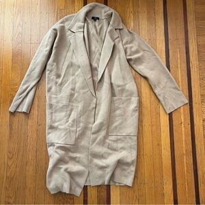 J. Crew tan merino wool long line cardigan duster jacket sweater S small EUC